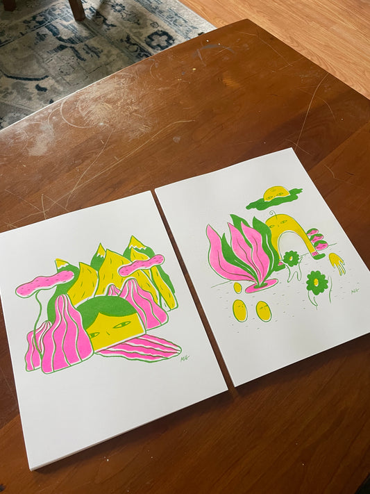 A joyous gathering (Risograph print)