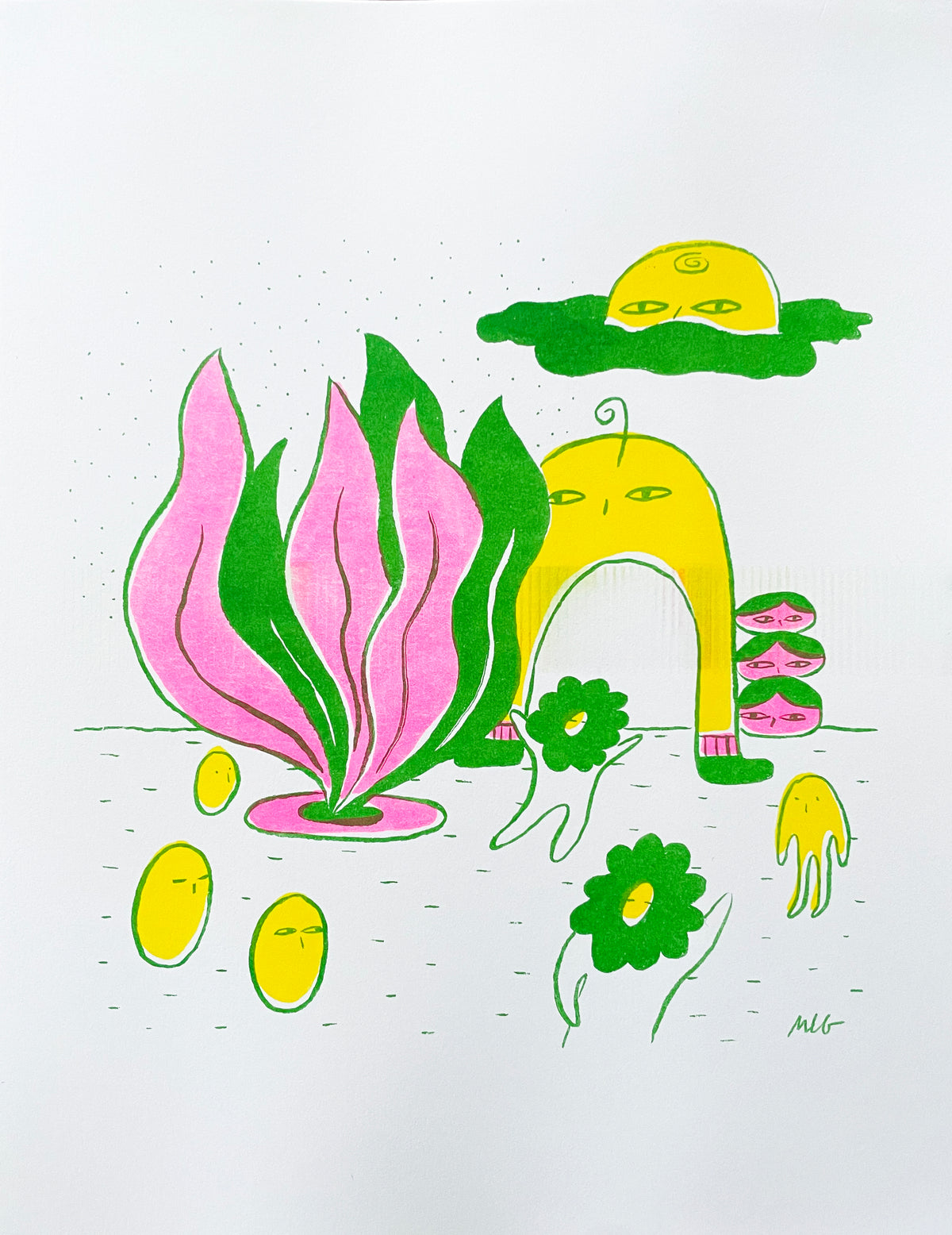 A joyous gathering (Risograph print)